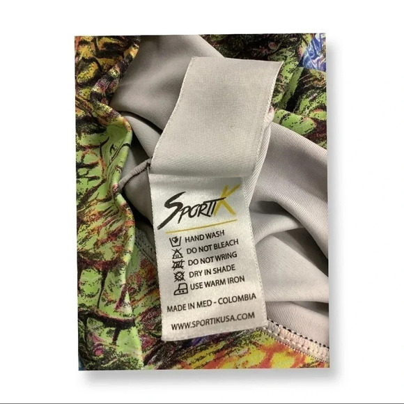 SporttK multi color crop activewear pants & sport bra Made in Colombia Preowned - Picture 7 of 7